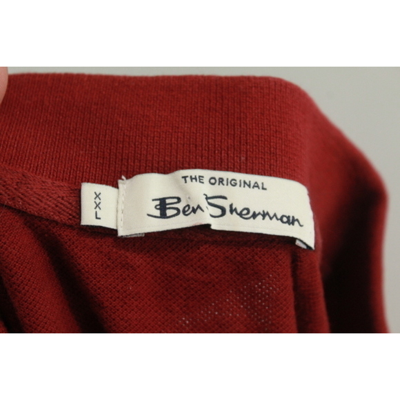 Ben Sherman Red Polo Shirt Striped Casual Size XL - Picture 2 of 8